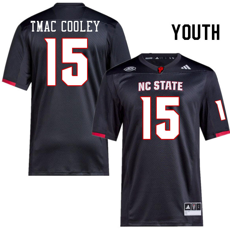 Youth #15 Tamarcus TMac Cooley NC State Wolfpack College Football Jerseys Stitched-Black